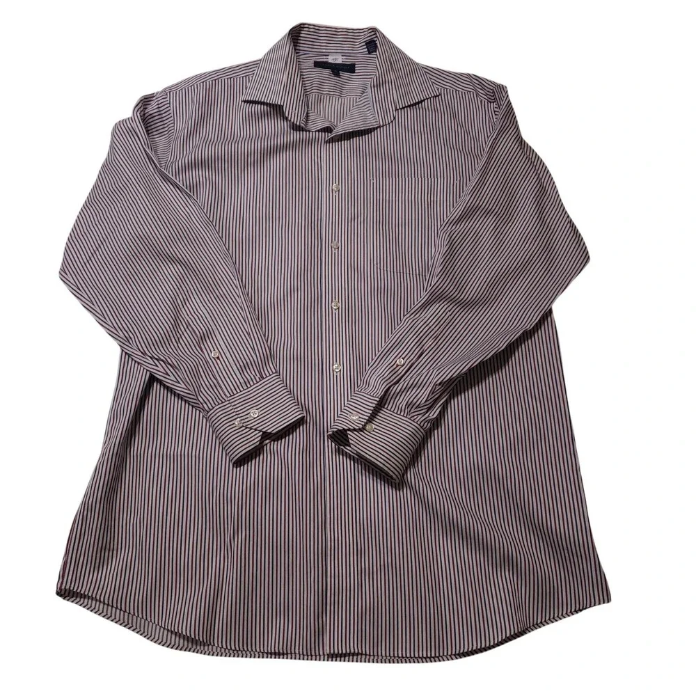 Tommy Hilfiger Dress Shirt Mens 16 32/33 Red Blue Stripe Classic Cotton